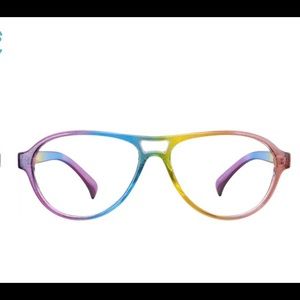 Pride Aviator frames with clear lenses inside.